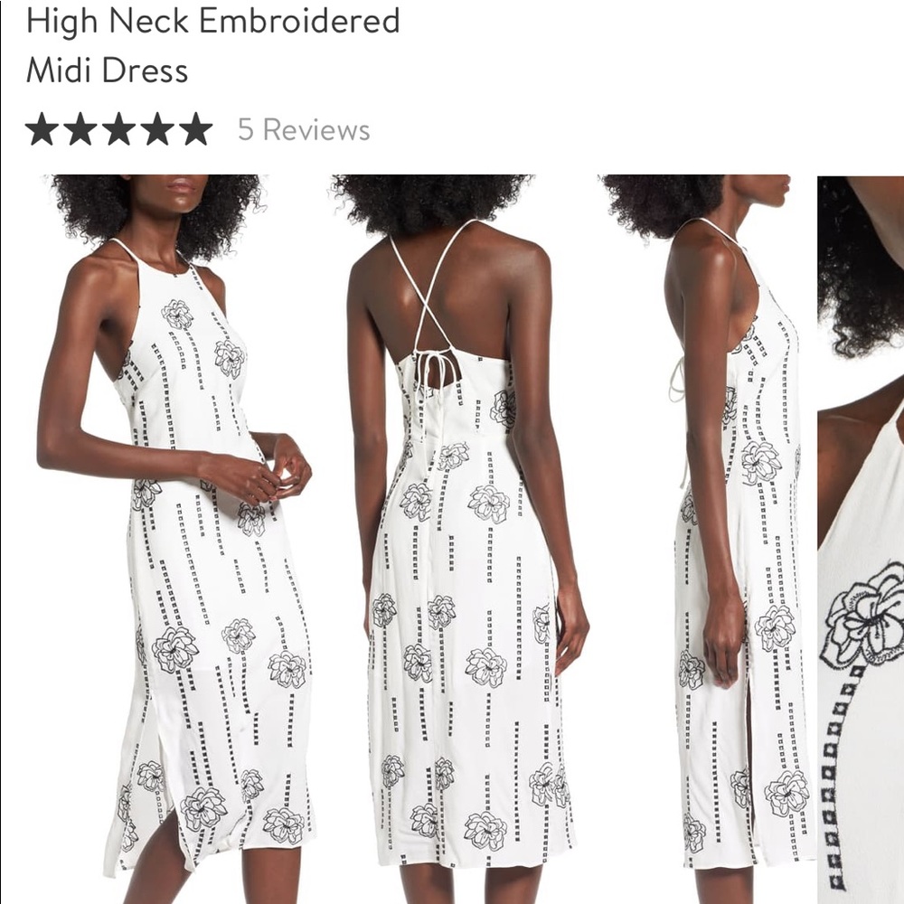 ASTR the label midi embroidered dress